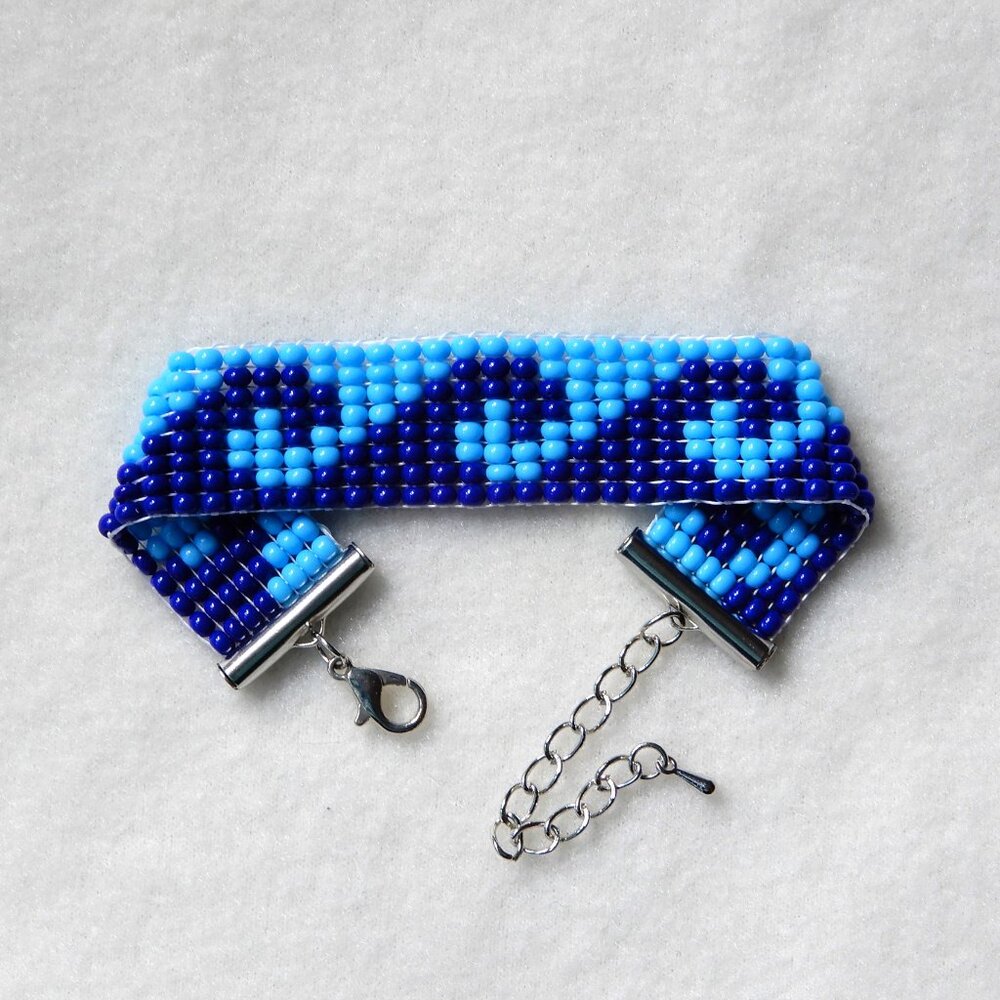 Blue Wave bead bracelet, blue-blue, handmade, 30% to Democratic Party of GA!